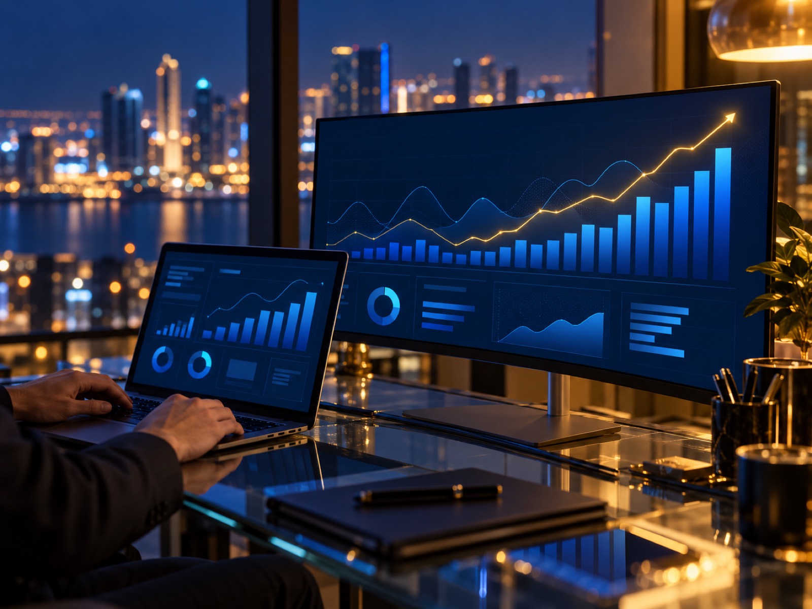 Performance advertising dashboard with rising results